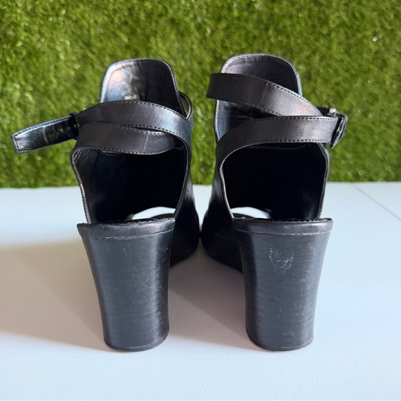 Lauren Ralph Lauren Leather Peep Toe Ankle Strap Wedge Bootie Abelle - Picture 4 of 10